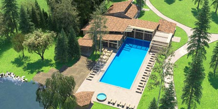 Общий вид бассейна ЛЕС Арт Резорт